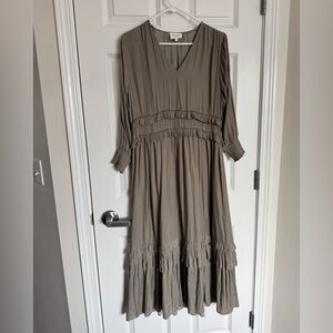 Böhme Willa Sleeved Ruffle Dress in Sage, L